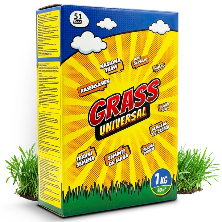 Seminte Iarba Gazon Universala 1kg ARPON – Autodesire Rapida, Rezistenta la Calcare, pentru Curte si Gradina, 40m²