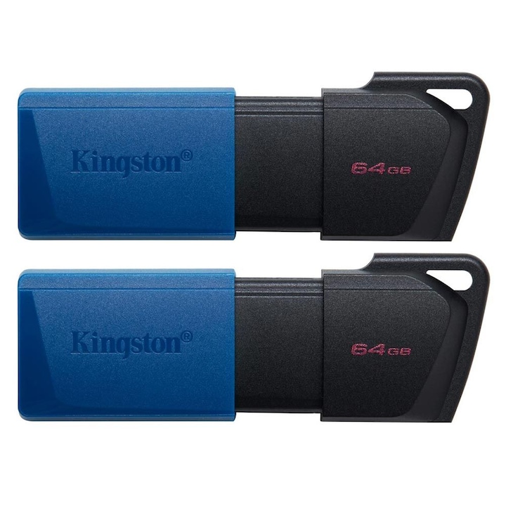 Kingston DataTraveler Exodia M USB памет, 64GB, USB3.2, черен/син, комплект от 2 бр