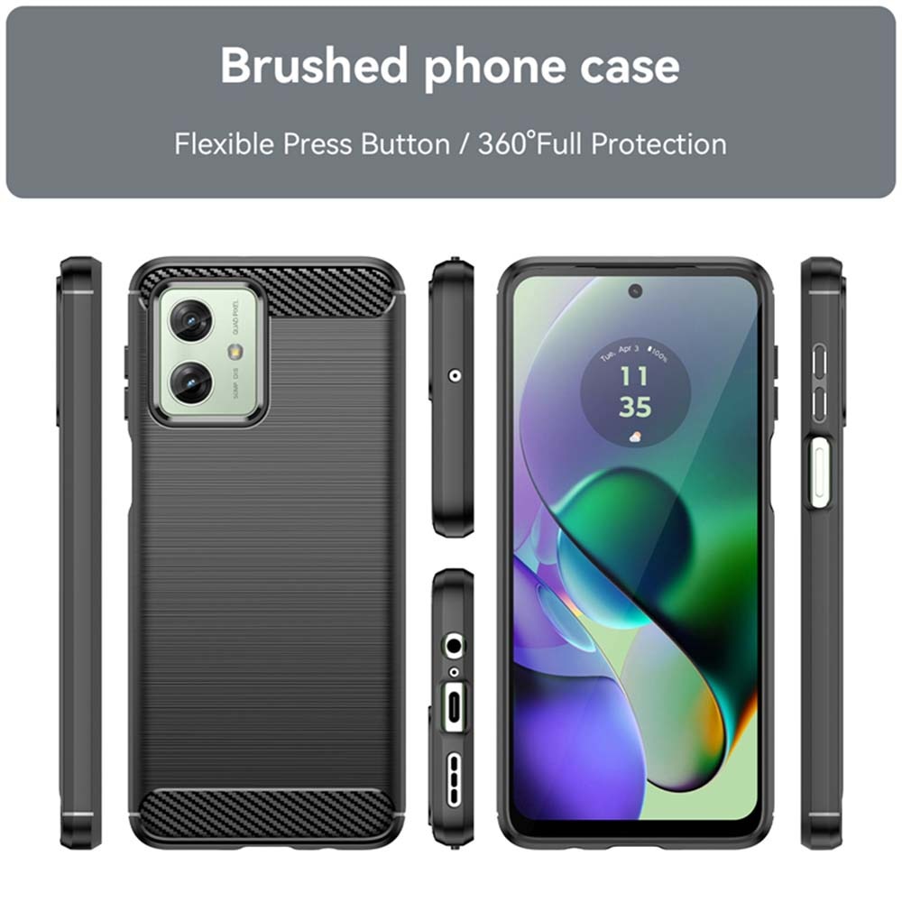 Husa pentru Motorola Moto G54, Techsuit Carbon Silicone, Black