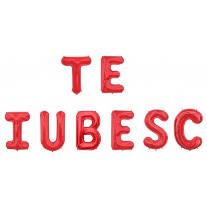 Állítsa be a fólia lufi szöveget szeretlek - piros