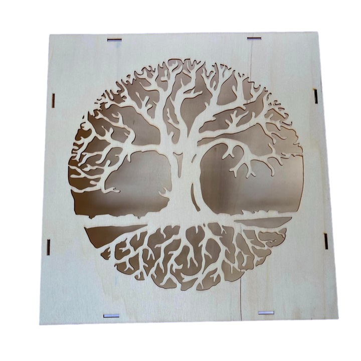 Rama patrata lemn, Copacul Vietii pentru licheni, dimensiune 29cmx3cm