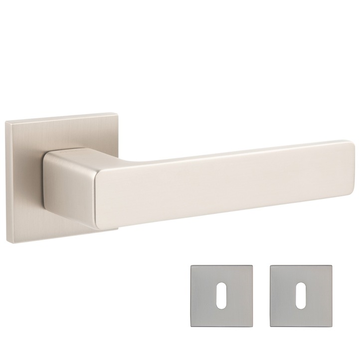 Maner usa interior REGULUS nichel mat cu rozete de cheie