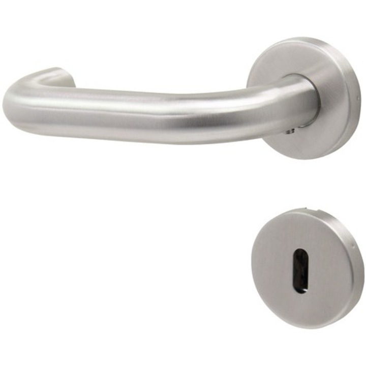 Manere Cu Rozeta Usa Interior Pertura Arnar, Pentru Cheie Bb, Otel Inoxidabil Satinat