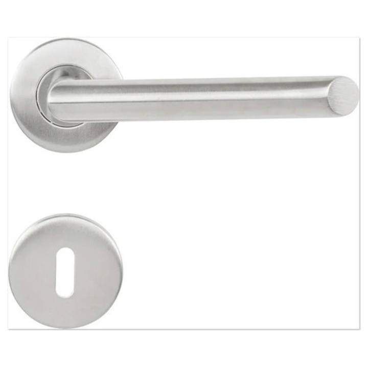 Manere Cu Rozeta Usa Interior Pertura Orva, Pentru Cheie Bb, Otel Inoxidabil