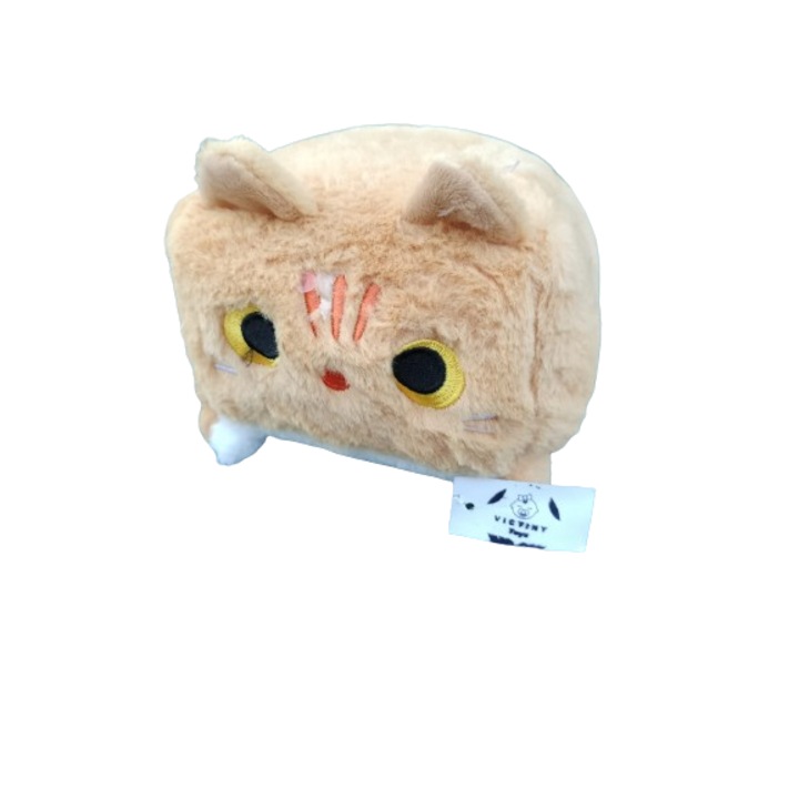 Jucarie de plus VICTINY®, pisica patrata, portocaliu, 20 cm