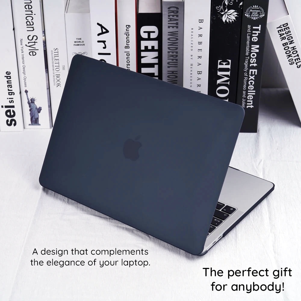 Carcasa High-Tech Encase pentru MacBook Air 13" 2022/2024, OPTIM SOLUTION, Design Transparent, Anti-Amprente, Precise Cutouts, Optim Protection Technology, 4 Suporturi Antiderapante, Snugly Filling, Negru Mat