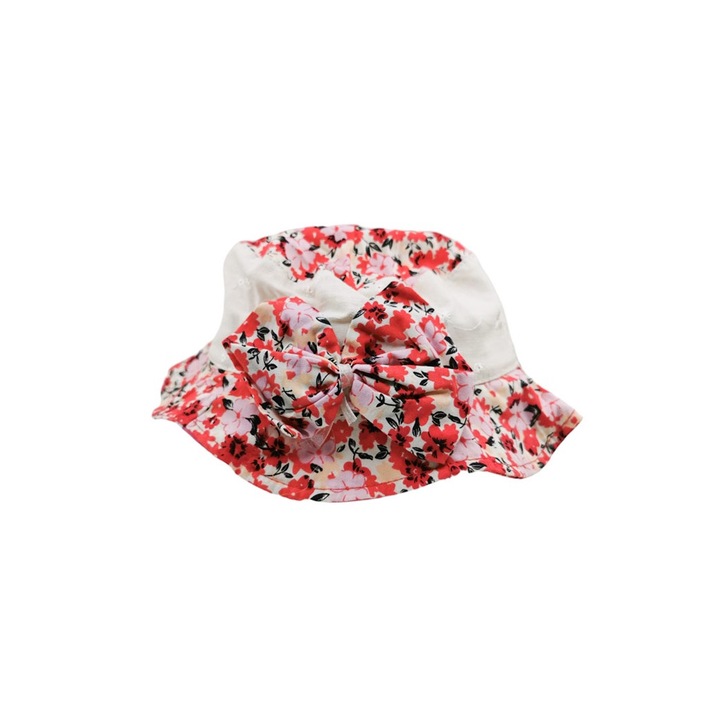 SpringHat Doty® nyári gyerek sapka zsinórral, 16x11 cm, virágmintás, piros, Doty®