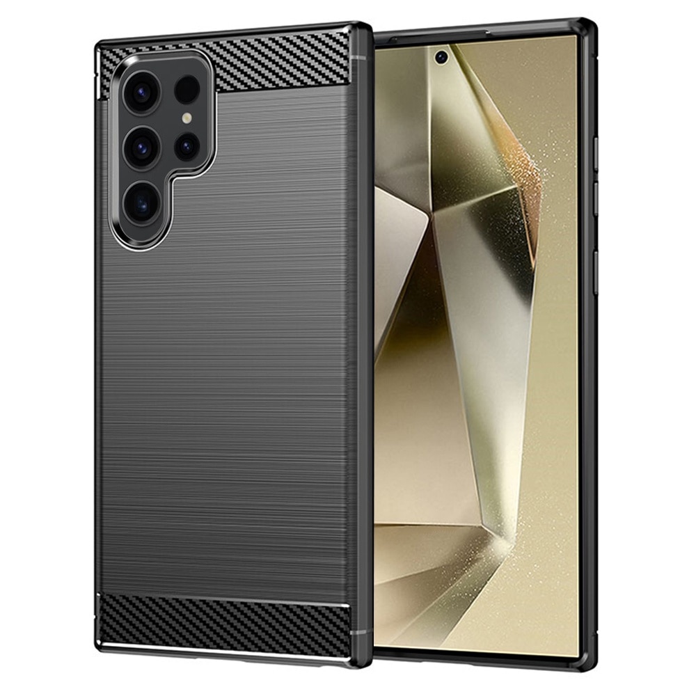 Husa pentru Samsung Galaxy S24 Ultra, Accesorio Carbon Silicone, Negru
