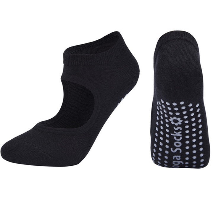 Sosete sport, antiderapante, design cu banda incrucisata, negru, 36-41 EU