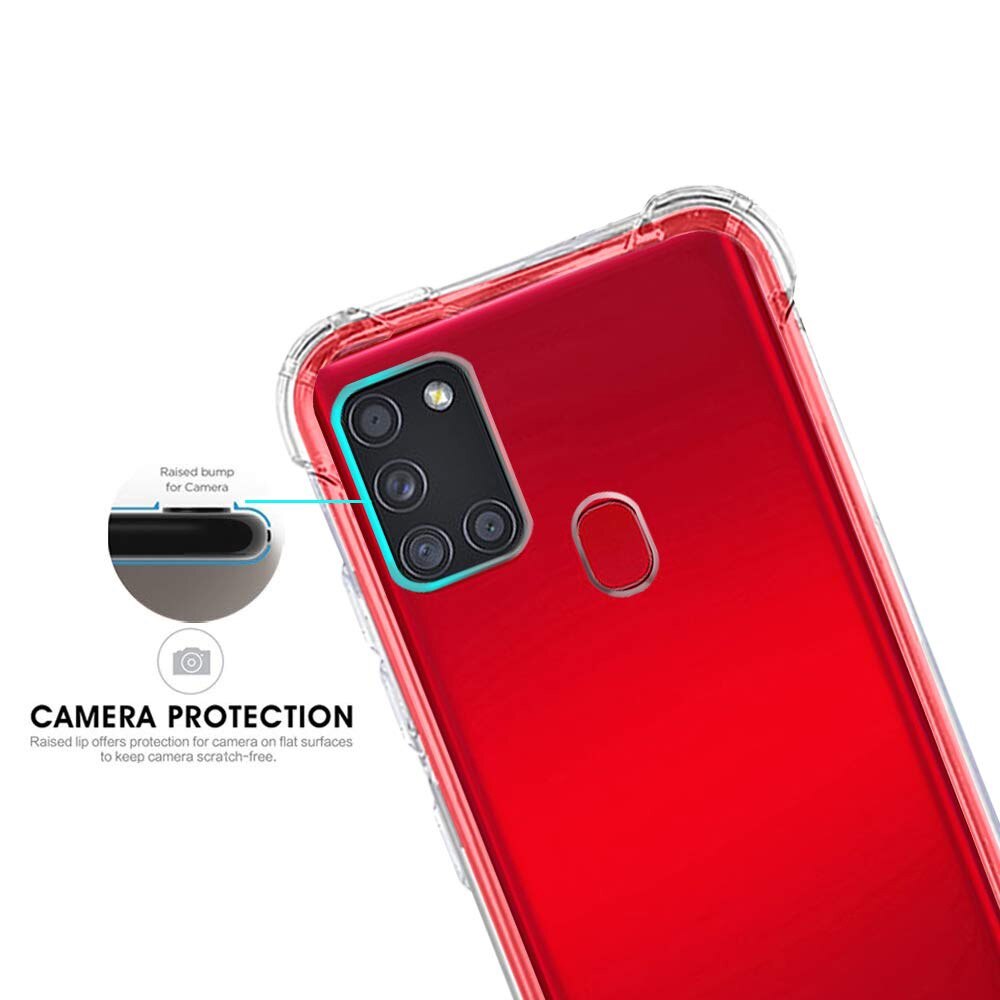 Husa protectie Mat-Tech compatibila cu Samsung Galaxy A21s, Protectie Camera, Colturi anti-soc, Decupaje Precise, Rezistenta la impact, Margini ridicate pentru protectia ecranului, Transparenta