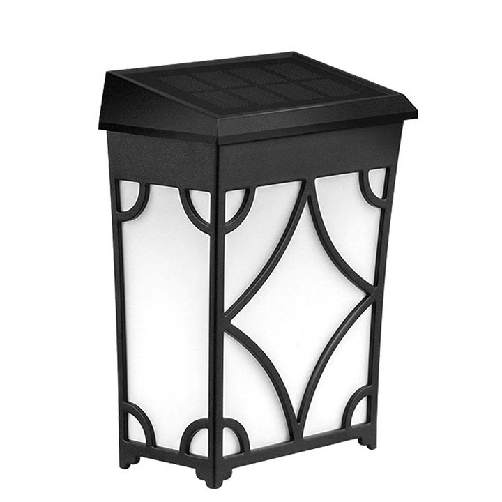 Dollcini, lumina gard solar retro, terasa, impermeabila, gradina, scari, decor, negru