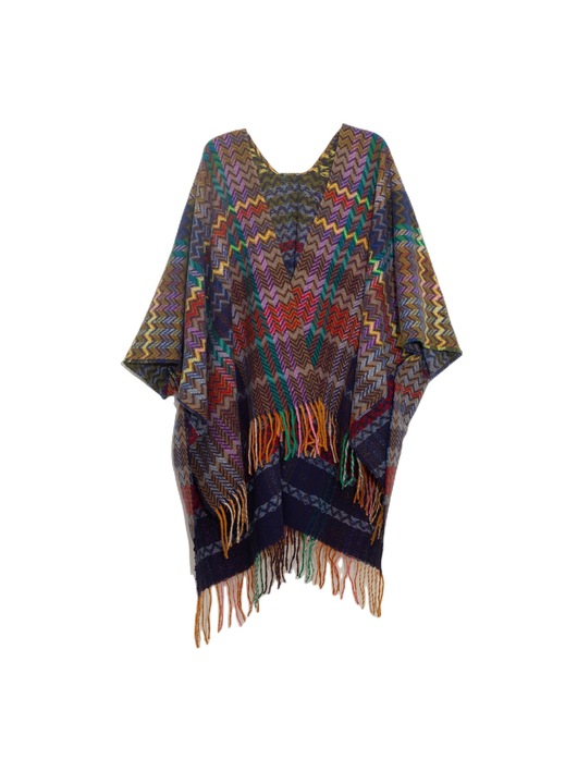 Дамско пончо, зимен шал, oversized, многоцветен, полиестер, One Size INTL