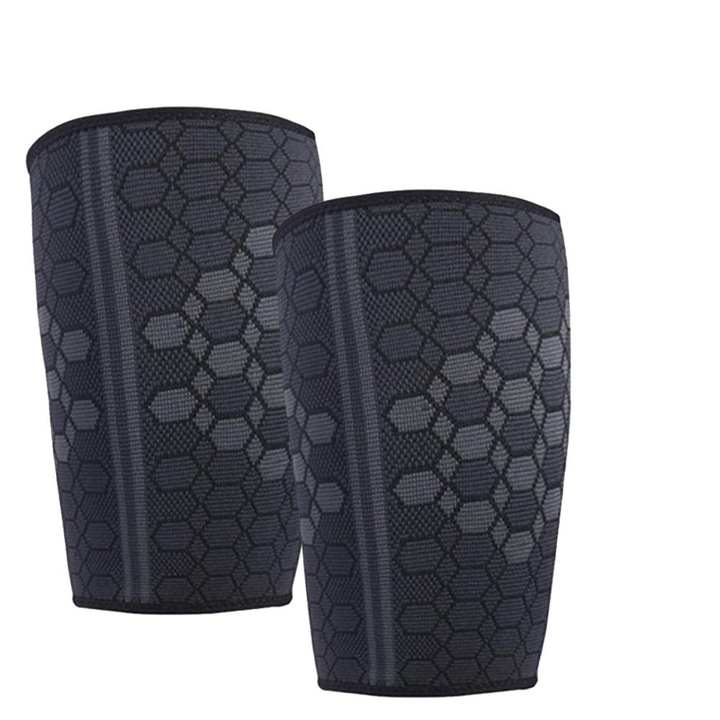 Bandaj compresiv pentru coapsa, sport, negru, 22.3cm, set de 2
