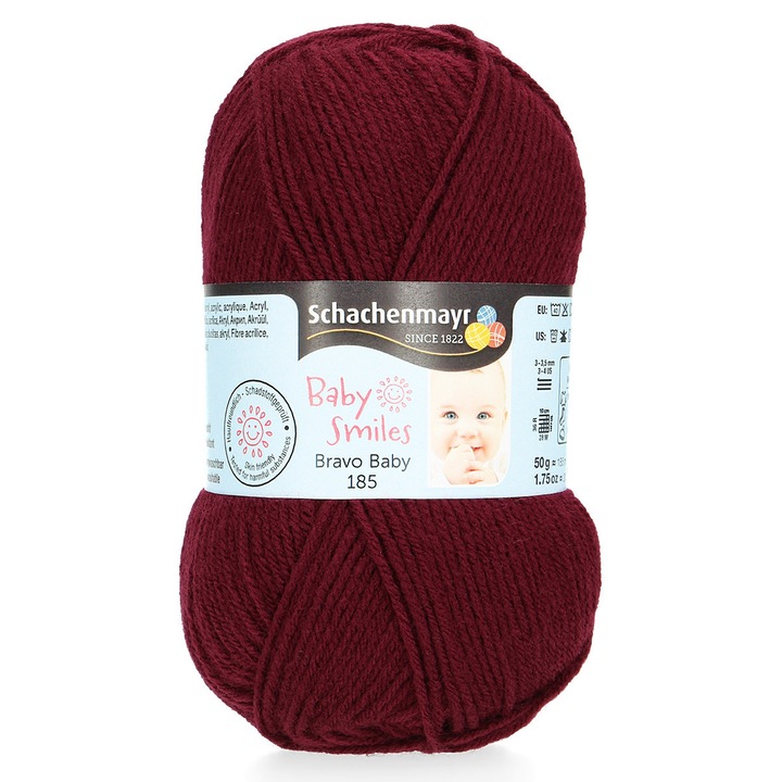 Fir Textil Smc Schachenmayr Baby Smiles 185, 1045 subtire, pentru crosetat si tricotat, 100% acril, mov inchis, 50g, 185m