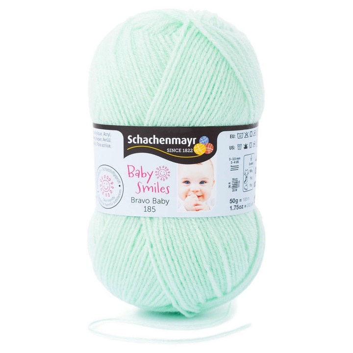 Fir Textil Smc Schachenmayr Baby Smiles 185, 1073, subtire, pentru crosetat si tricotat, 100% acril, verde pal, 50g, 185m