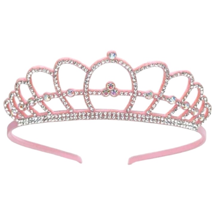 Diadema roz cu cristale de printesa