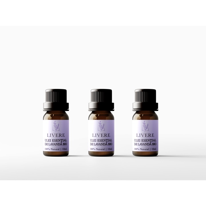 Set ulei esential de lavanda bio LIVERE, 3 bucati x 10ml