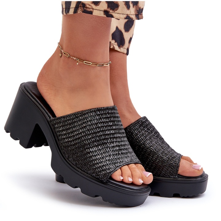 Дамски чехли, Гумени, Черни, Черен, 40