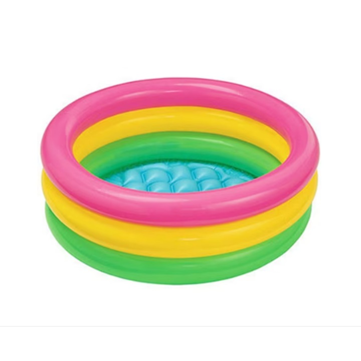 Детски надуваем басейн, кръгъл, 3 ринга, надуваем под, 120 х 25 см, 100 литра, Vision XXI