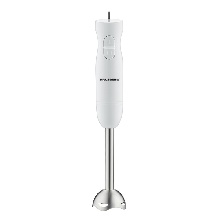 Ръчен пасатор HAUSBERG HB-7674AB, 300W, 2 скорости, ABS материал, остриета от неръждаема стомана, Бял