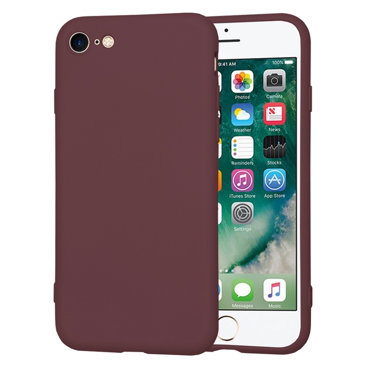 Tok iPhone 7 / 8 / SE 2, SE 2020 / SE 3, SE 2022, Techsuit SoftFlex, szilvapiros telefonokhoz