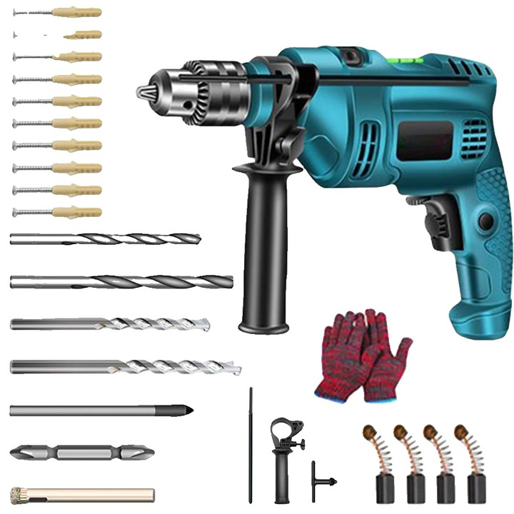 Masina de gaurit electrica, 710W, multifunctionala pentru lemn si metal, set
