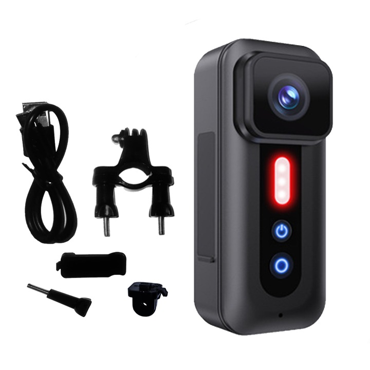 AZERON® 4K Ultra HD 30 FPS sport akciókamera, képstabilizátor, felvételek automatikus tárolása, vízállóság, WiFi funkció, 160°-os széles látószög, rögzítési tartozékok, fekete