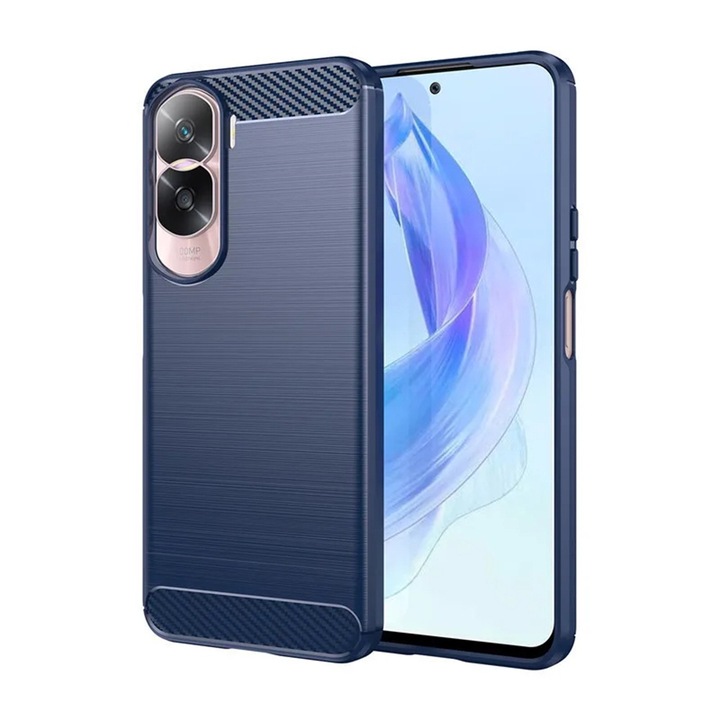 Husa compatibila cu Honor 90 Lite, RAO Grip, Carbon Silicone, Z72, Plastic, Blue