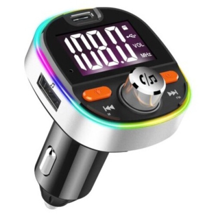 FM modulátor 12-24V Bluetooth 5.0 18W Super Charge 3.0 autós töltő funkcióval és USB C porttal - BC53