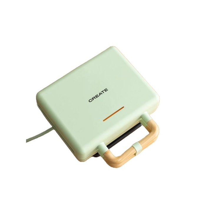 Уред за гофрети CREATE 3в1, Stone Studio, 3 комплекта незалепващи плочи, светлинен индикатор, термостат, регулируема температура, защита от прегряване, неплъзгаща се основа, лесна за почистване, пастелно зелено