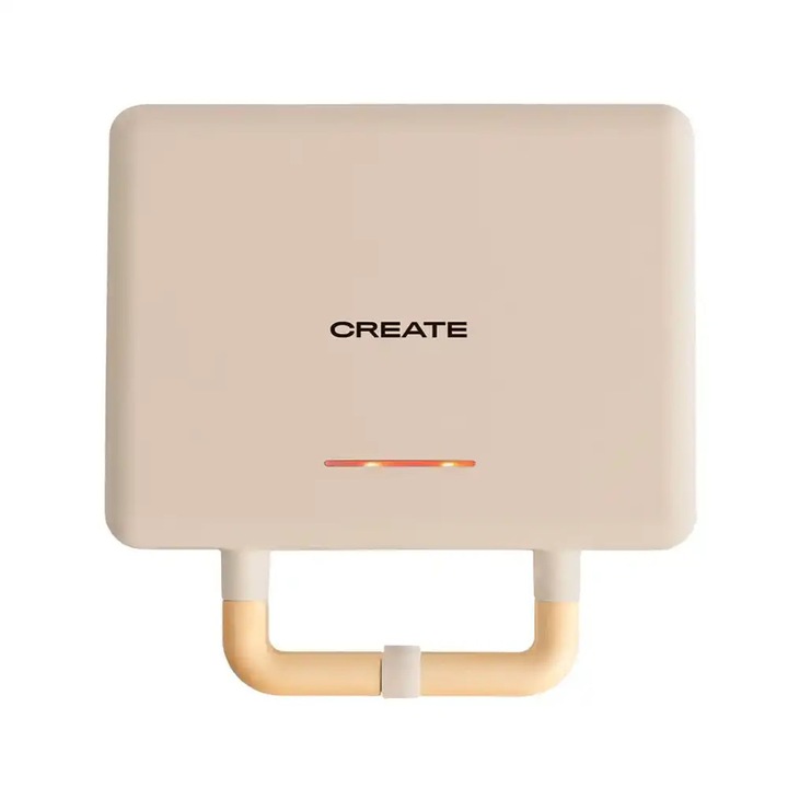Aparat de vafe/gofre 3in1 CREATE, Stone Studio, 3 seturi placi antiaderente, indicator luminos, termostat, temperatura ajustabila, protectie supraincalzire, baza antiderapanta, usor de curatat, bej