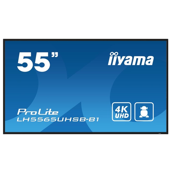 IPS LED professzionális képernyő iiyama ProLite 54,6" LH5565UHSB-B1, UHD 3840 x 2160, HDMI, DisplayPort, hangszórók fekete