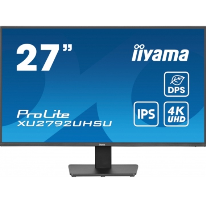 Monitor IPS LED Iiyama 27" XU2792UHSU-B6, UHD (3840 x 2160), HDMI, DisplayPort, Boxe (Negru)