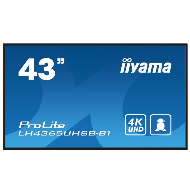 IPS LED professzionális képernyő iiyama ProLite 42,5" LH4365UHSB-B1, UHD 3840 x 2160, HDMI, DisplayPort, hangszórók fekete