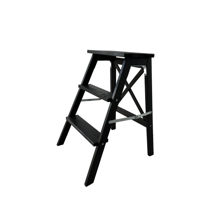 Scara, 3 trepte, negru mat, 63 cm