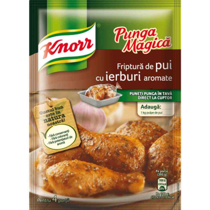 Punga Magica Knorr cu Condimente, pentru Friptura de Pui cu Ierburi Aromate, 25 g