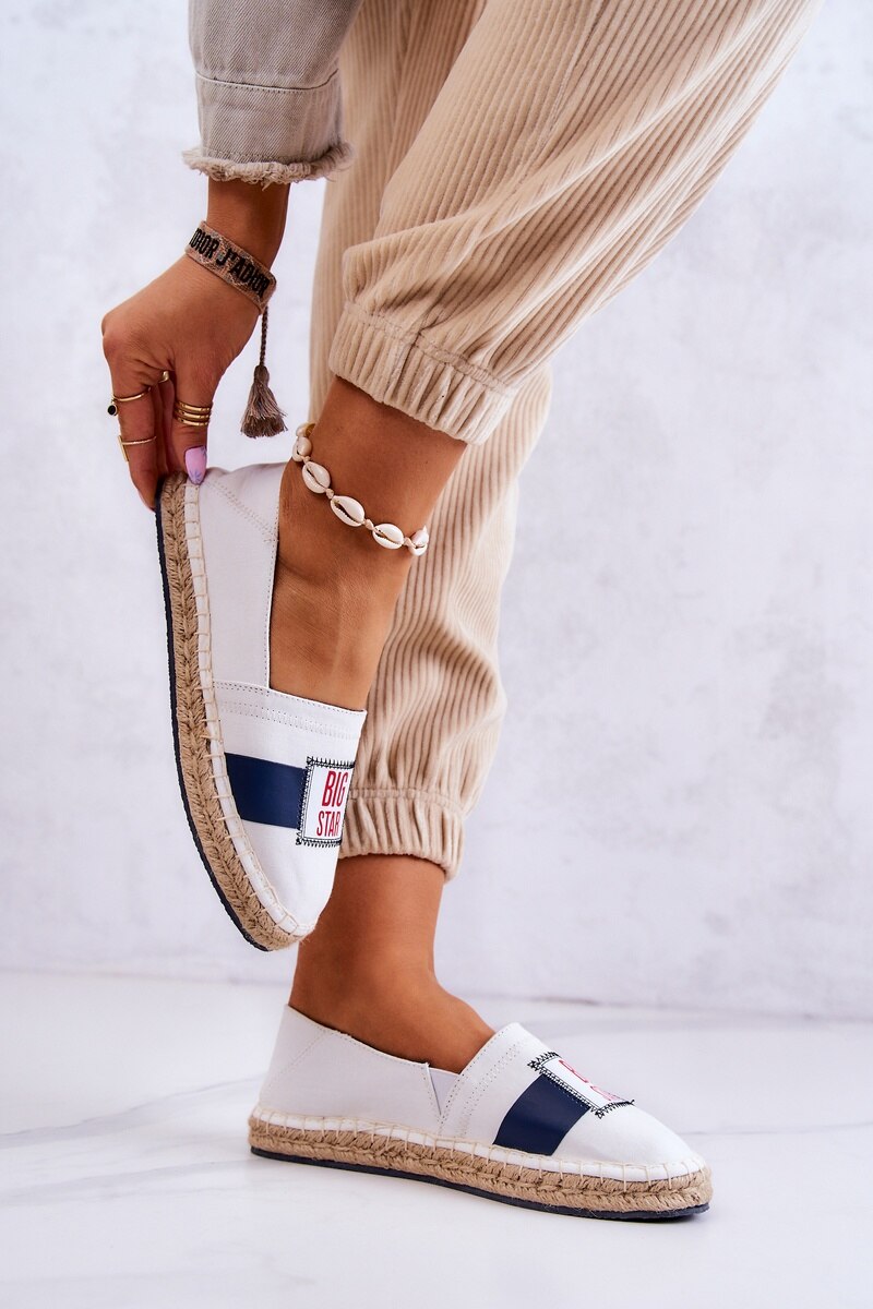 Espadrile dama, Big Star Shoes, Textil, Alb/Bleumarin, 39 EU