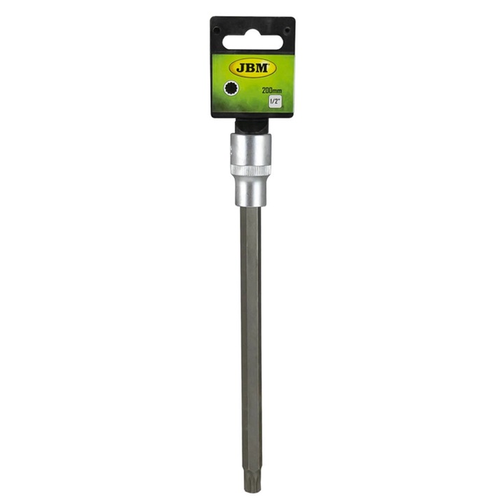 Cheie bit insurubare JBM, antrenor patrat 1/2 inch, profil torx, deschidere cheie M8, lungime 200 mm
