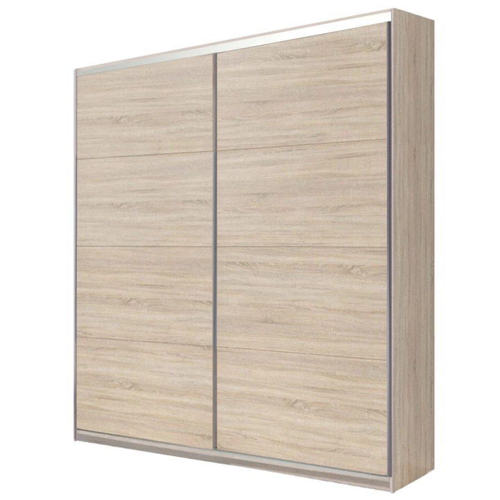 Dressing cu usi glisante Stejar Sonoma H 240 x L 140 x A 60 cm PAL 18 mm Sistem culisare Hafele premium