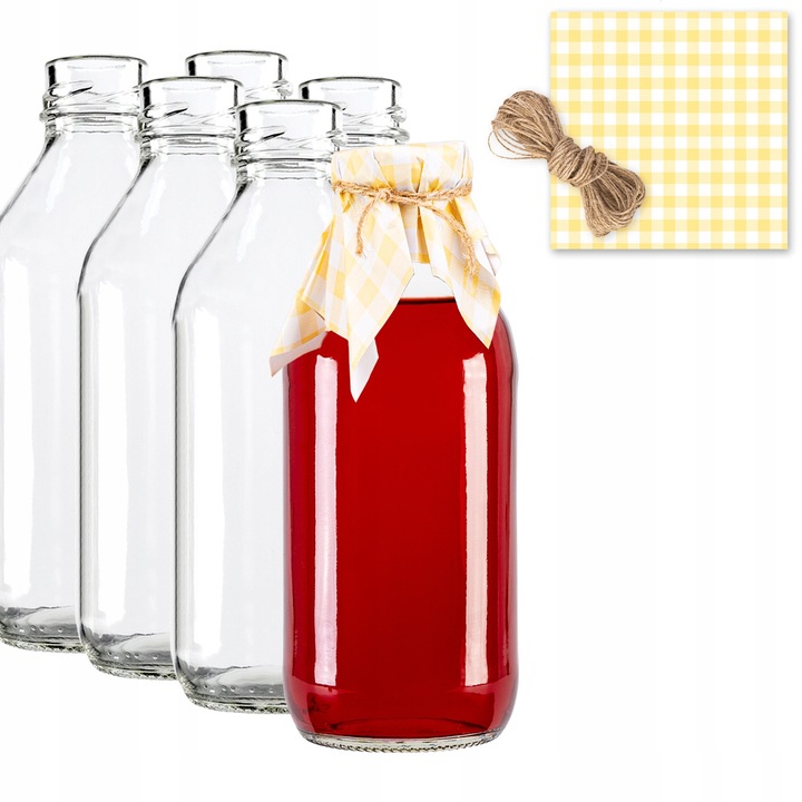 Set 50 Sticle De Sticla Kubuś 330 ml Cu Capace Si Servetele, Superbutelki, Sticla, Inchidere Hermetica, Greutate 160 g, Lungime Sfoara 30 M, 16 x 6.5 cm, Multicolore