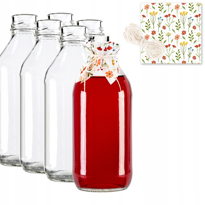 Set Sticla 330 ml Cu Capace, Superbutelki, Dopuri Si Sfoara Din Iuta, Sticla, Inchidere Etansa, Greutate 160 g, Lungime Sfoara 30 M, Dimensiuni 16 x 6.5 cm, Multicolor