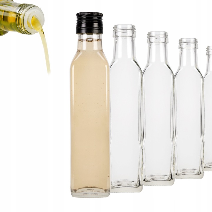 Комплект бутилки с дозатор, SuperButelki, Стъкло, 250 мл, Висококачествено производство, Лесни за почистване, Издръжливи, Височина 21,5 см, Ширина 4,5 см, Многоцветни