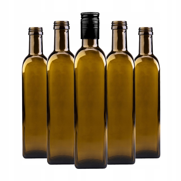 5 darabos, 0,5 literes MARASCA palackkészlet tuicához, borhoz, olívaolajhoz, gyümölcsléhez, ecethez, fedővel