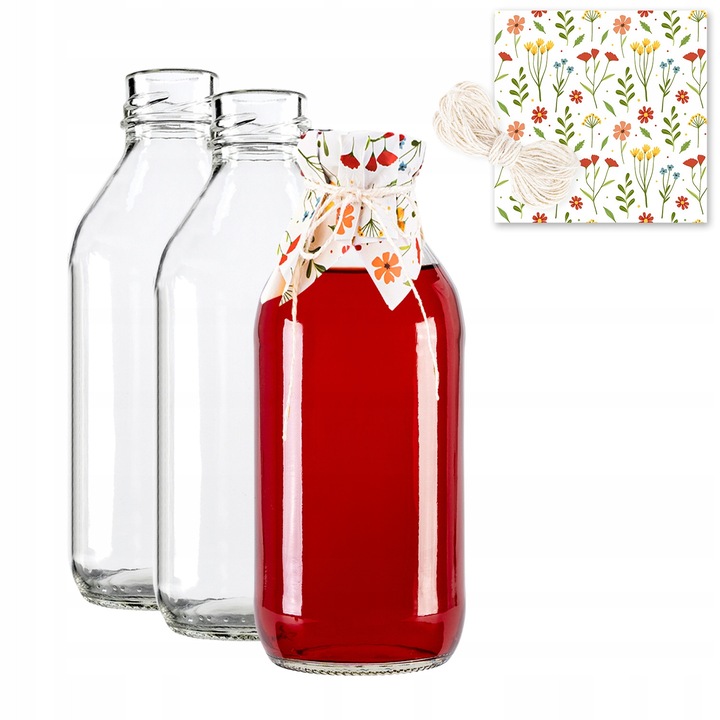 Set Sticla 330 ml Cu Capace, Superbutelki, Huse/Servetele, Sfoara Din Iuta, Productie De Inalta Calitate, Usor De Curatat, Durabil, Sticla, Inchidere Etansa, Greutate 160 g, 16 x 6.5 cm, Multicolor