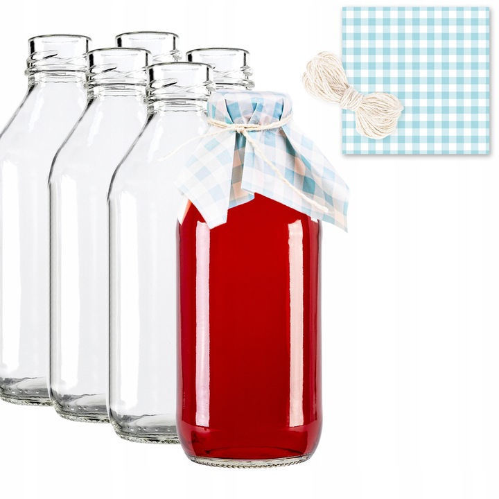 Комплект от 50 стъклени бутилки Kubus 330 мл с капачки и запушалки, Superbotelki, стъкло, херметично затваряне, тегло 160 г, дължина на връвта 30 м, 16 x 6,5 см, многоцветни