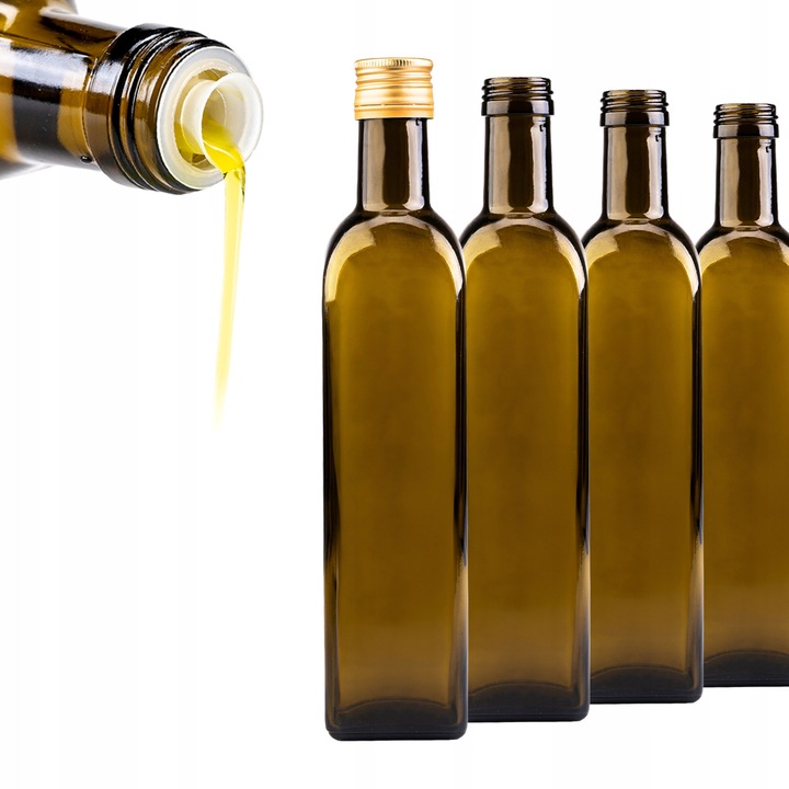 Set De Sticle Din Sticla Cu Dozatoare, SuperButelki, 500 ml, Pentru uleiul de masline aromatizat, Productie De Inalta Calitate, Usor De Curatat, Durabil, Sticla De Masline Cu Filtru Uv, Capac Cu Dozator, 21.5 x 4.5 cm, Multicolor, 5 Buc