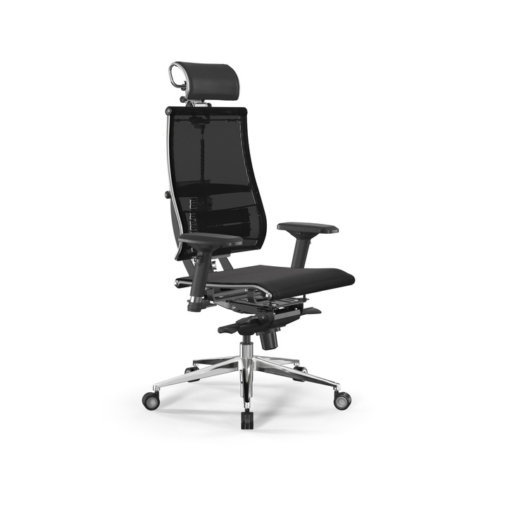 Scaun de birou ultra-ergonomic Ergofuture Samurai Yoga 4D Free, Fibra Aramida si Piele Infinity respirabila, Spatar adaptabil prin curbare laterala la miscarea corpului, Tetiera Piele Infinity 3D reglabila, Cotiere 4D Reglabile