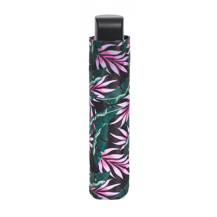 Umbrela manuala femei cu flori 54 cm Negru