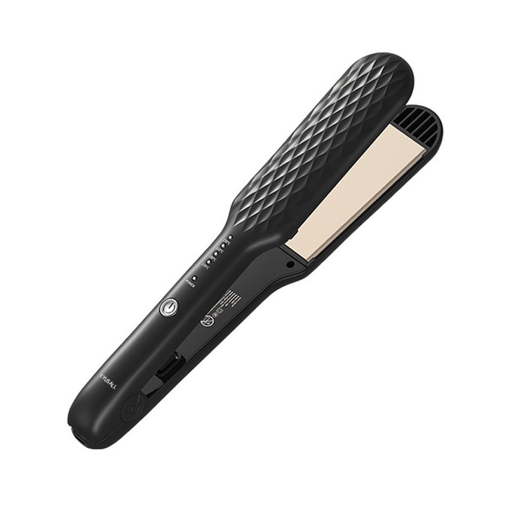 Placa de indreptat parul, EYUSALL, 4 setari temperatura, functie straight si curl, incalzire in 10 de secunde, negru