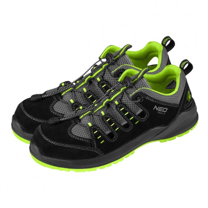 Férfi munkacipő, Neo, Valódi bőr, Fekete, 44 EU